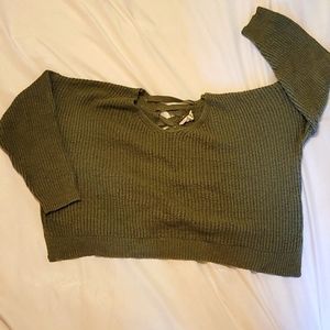 Sweet Wanderer Green Knit Tie Back Crop Top
